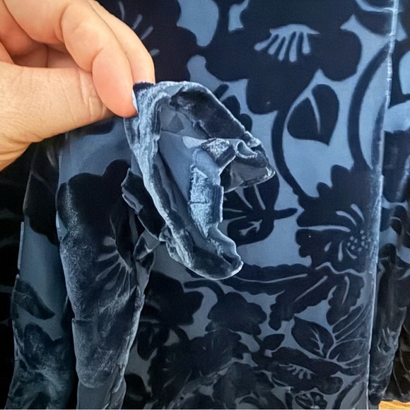 Silk Lore by Beth Terrell Velvet Burnout Blue Black 2X - Picture 3 of 4